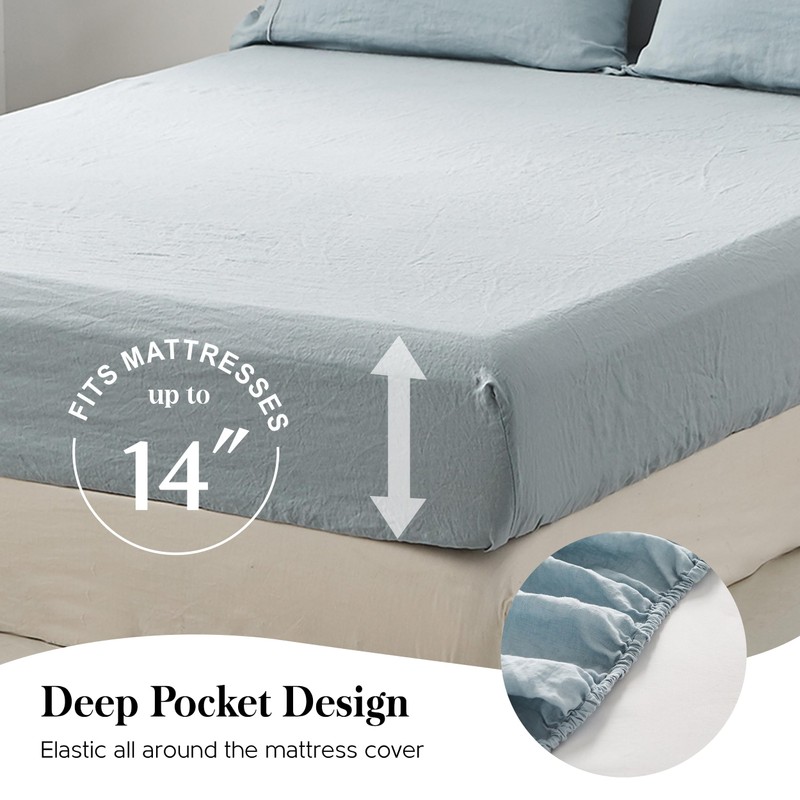 Simple&Opulence 100% Pure Linen Sheet Set Queen Size, Natural French