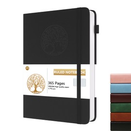 Dzhzal Lined Journal Notebook Tree, A5 365 Pages College Ruled 100gsm Thick Journals for Writing, Hardcover Leather Journal with Elastic Band for Women Men on Work, Business, School and Trave