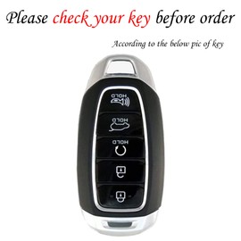 WSAuto for Hyundai Key Fob Cover Soft 5 Buttons TPU Protection Case Shell with Metal Keychain Fit for 2022 2021 2020 Hyundai Palisade 2022 2021 Hyundai Elantra White
