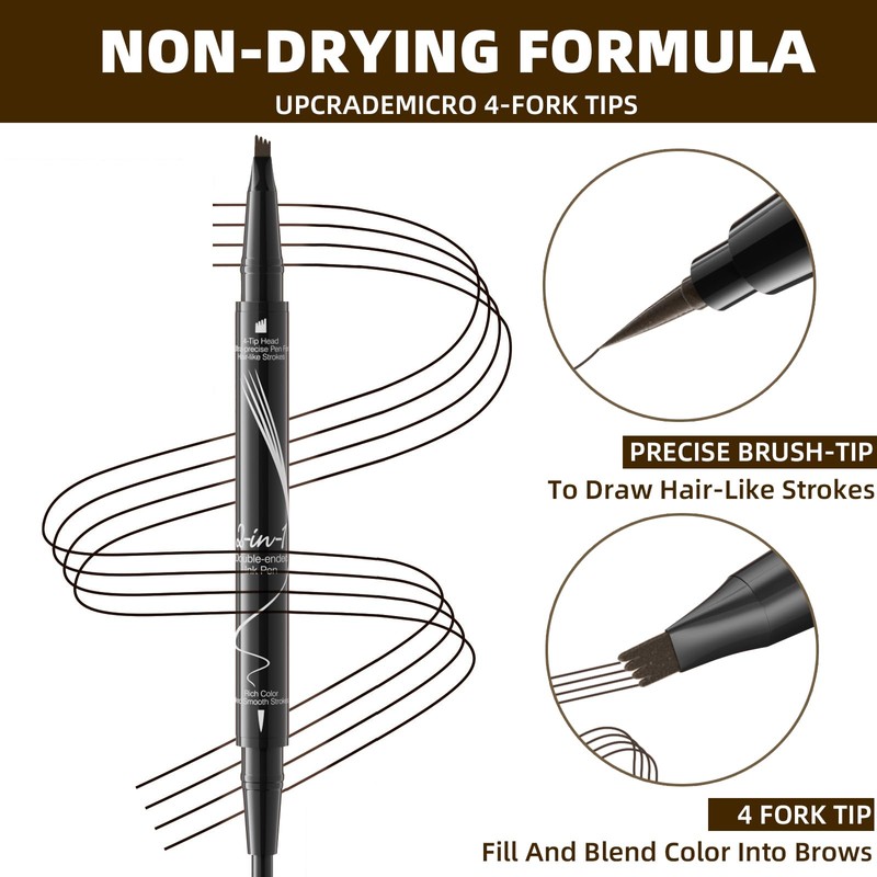 Eyebrow Pencil, Waterproof, 2-in-1 Dual-Ended Microblading Eyebrow Pencil, Microblading Eyebrow