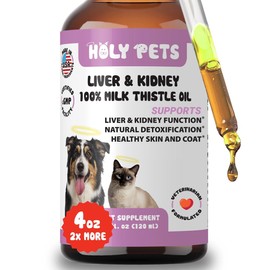 Holy Pets Milk Thistle for Dogs & Cats – 100% Pure Oil, Liver Support, No Additives, Fillers, or Preservatives – Natural Antioxidant – 4 oz Large Bottle for Extended Pet Support