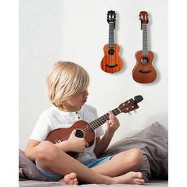 Musbeat Ukulele Wall Mount Set of 2, Black Walnut Wood 45° V Shaped Ukulele Hanger, Ukulele Holder Suspension for Banjo, Mandolin, Ukelele (Concert, Pineapple, Soprano, Tenor & Baritone)