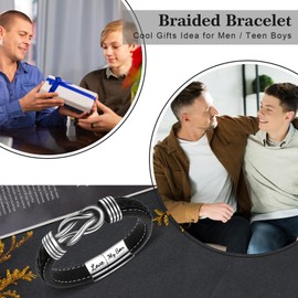 CheersLife To My Son Bracelet,Son Bracelet from Mum,Infinite Braided Leather Bracelet for Son Bracelet Gifts for Son From Dad Christmas Birthday Gift for Boys Son Back to School Graduation Gifts