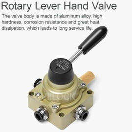 VIILOCK Rotary Lever Hand Valve HV-04, 3 Position 4 Way 1/2" NPT Pneumatic Manual Control Air Flow Valve (1/2" NPT)