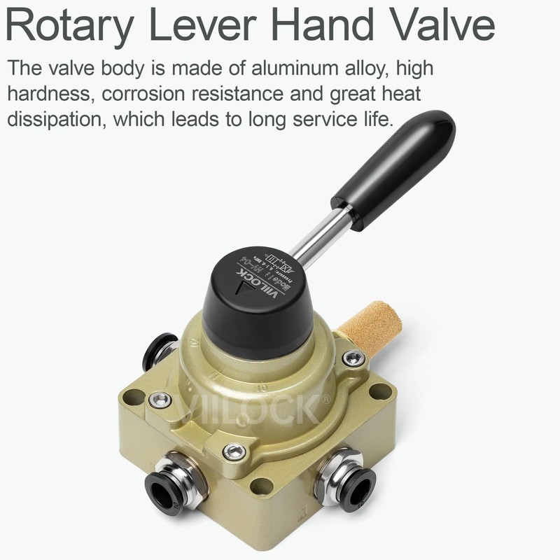 VIILOCK Rotary Lever Hand Valve HV-04, 3 Position 4 Way