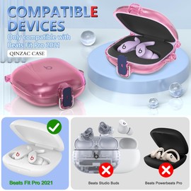 [Upgraded Security Lock] Protective Case Compatible with Beats Fit Pro, Suitable for Beats Fit Pro Soft TPU Protective Case Accessory with Anti-Lost Keychain/Wristband/Cleaning Pen (Clear Pink)