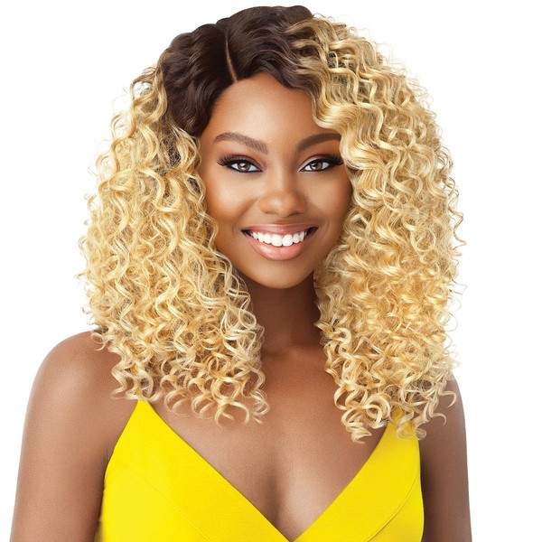 Outre Synthetic Hair Lace Front Wig The Daily Wig Hand-Tied Lace Part Wig Deandra (1B)