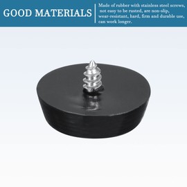 QUARKZMAN 15 x 18 x 5 mm Round Rubber Feet x 10 Pieces Washer for Tables, Desks, Chopping Boards Black, Stainless Steel Screws