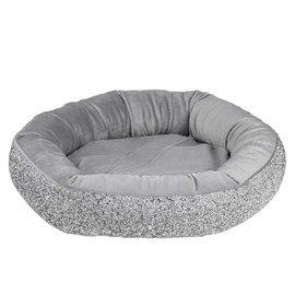 Luminous Round Pet Bed, Soft Comfortable Velvet, Sparkling Rhinestones, Silver, 20" x 18", Sold Individually