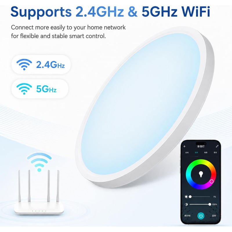 HomeKit Smart LED Ceiling Lights RGBCW Color Changing Ceiling Light