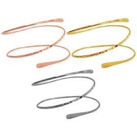 USHOBE 3pcs Adjustable Armband Arm Jewelry for Women - Gold, Silver - Bracelet - Bangle - Lobster Claw Clasp - Classic Style - Beach Theme - 63 grams - 3.81 cm Width - Adult