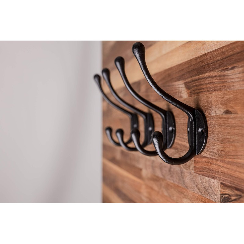 Craftsman Road Vintage Cast Iron Wall Hooks (Black Texture Finish,