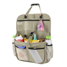 Viaviat Hanging Car Trunk Organizer and Storage, Premium Faux Leather Large Capacity Storage Accessories, Backseat Car Organizer for SUV/MPV/Truck (1, Beige)