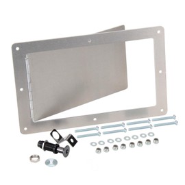 Speedway Motors Master Cylinder Floor Access Door, 8.38 x 5.25 Inch Hinged Aluminum Panel with Touch Latch, .090 Inch Thick Universal Access Cover for Under-Floor Brake Components
