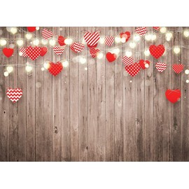 AIIKES 8x6FT Wooden Backdrops Wedding Photography Backdrop Glitter Love Hearts Photo Background Wedding Bridal Baby Shower Birthday Photo Booth Studio Props 11-811