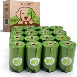 TIKIBOO Pets Poop Bags | LARGE 9 x 13 inches, Leak-Proof, & unscented | For All Dog Sizes | Tear-Resistant, and Easy to Use (240 Bags) | Fits Standard Dispensers