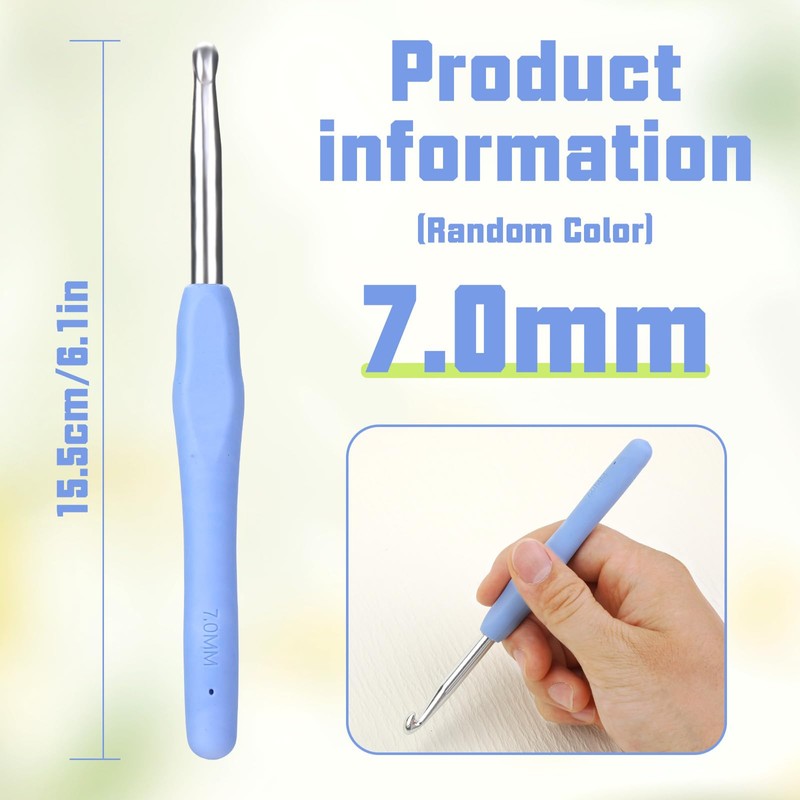 Ergonomic Crochet Hook, 7.0 mm, Soft Handle, Knitting Needles for