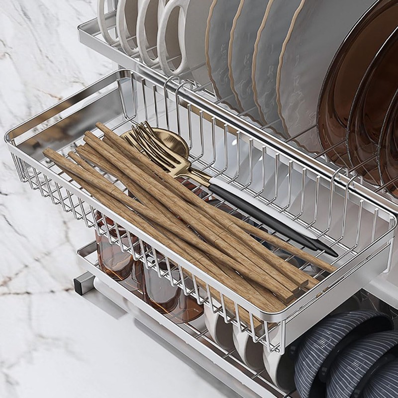 kaileyouxiangongsi 304 Stainless Steel Utensil Drying Rack/Chopsticks/Spoon/Fork/Knife Drainer Basket Flatware