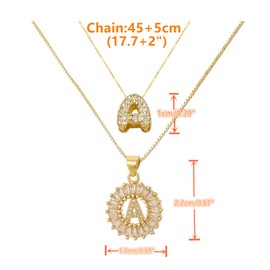 Gold Initial Necklaces Cross Necklace for Women - 2PCS- Shining Pendant Small Letter a j k m Necklace Name Bubble Letter Necklace Gold Initial Christmas Mother's Valentine's Day Gifts for Women Lady