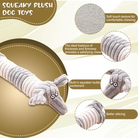 Fanney Dog Toys Squeaky Dog Toys Elephant & Cow - Squeaky Dog Toys, Squeaky, Durable Chew Toy for Small & Medium Breeds, Bulk Multi-Pack of 2 Soft SqueakToys,, Black, White , Grey