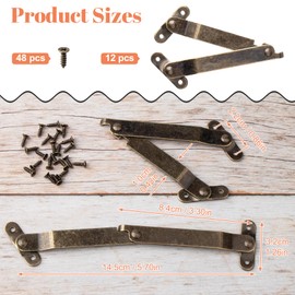 Pndeyo Small Hinges for Wooden Box, Locking Hinges with Screws for Cabinet Chest Cupboard 4.48 x 1.22 inches