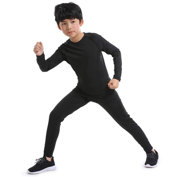 TERODACO Kids Long Sleeve Compression 2 Pcs Set Thermal Base