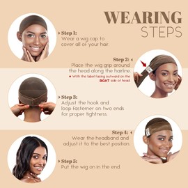 MYKURS Wig Grip Headbands for Women, Adjustable Velvet Wig Grip Bands Non Slip, Brown 4 PCS
