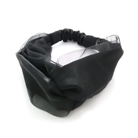 VINGTAINE HB-115-BK- Organza Satin Cross Turban Hair Band, Sheer, Elegant