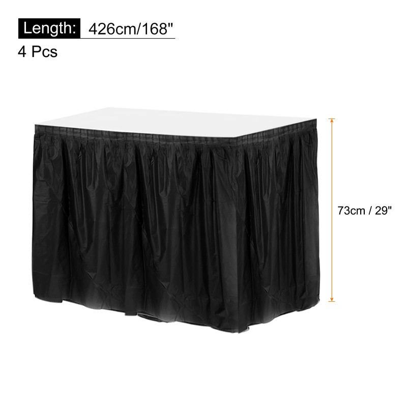 sourcing map 4 Pack Black Plastic Table Skirts, 29 in