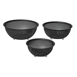 BLKP. Pearl Metal HB-5837 Punch Bowl Type, Colander, Antibacterial, Fluorine Stainless Steel, Foot Included, 3-Piece Set, 5.9 / 7.1 / 8.3 inches (15 / 18 / 21 cm), Limited Edition Black, BLKP, Black