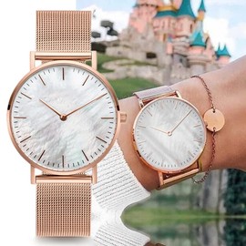 Basfur Dress Watch Fe-Montre-063-01, Rose gold band / white dial, Modern