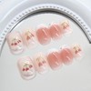 Cute Press on Nails Short French Tip Fake Nails Tulip