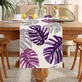 Tischläufer Modern Tischläufer Lila Schildkrötenblatt Wohnzimmer Tisch Deko Schließfächer Tischläufer Leinen Tischmatten Läufer Set Für Esszimmer Anrichte Schuhschrank Dekor 33x183cm