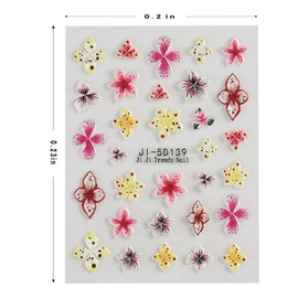 5d-Nagelaufkleber Mit GepräGten Blumen, Tropische Hibiskus- Und Lilien-Nagelaufkleber FüR Nagelkunst Im Sommer Und FrüHling, Inklusive 4 Pcs FüR Frauen Und MäDchen