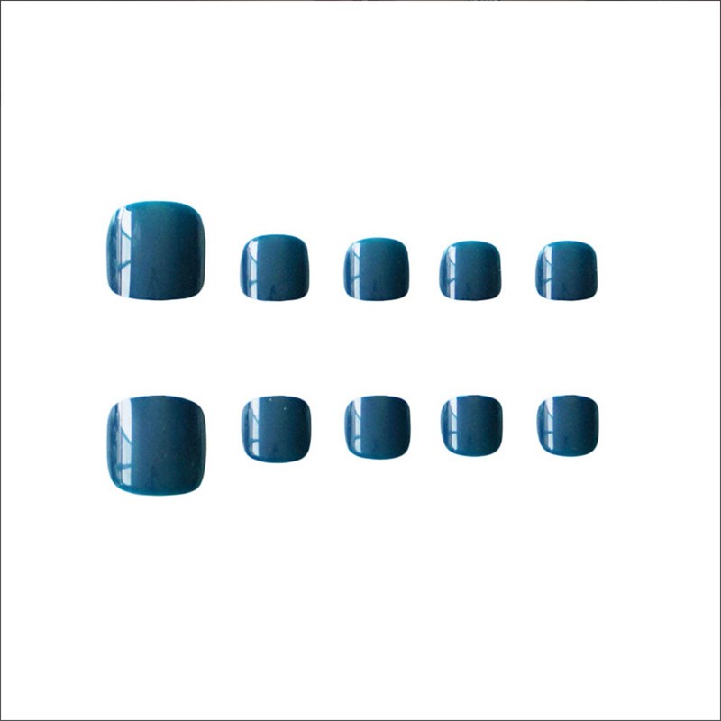 Cimenexe Square Press On Toe Nails Shiny Artificial Toenails Deep