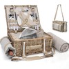 19Pcs Picnic Basket for 2 with Insulated Liner and Waterproof