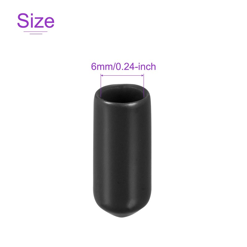 DMiotech 20pcs 6mm Inner Diameter Black Screw Protector Rubber End