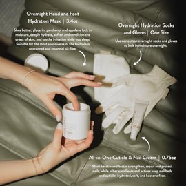 PAUME Kit de rescate de manos y pies, máscara de hidratación nocturna, crema de cutículas y uñas todo en uno, guantes y calcetines nocturnos, humedad 