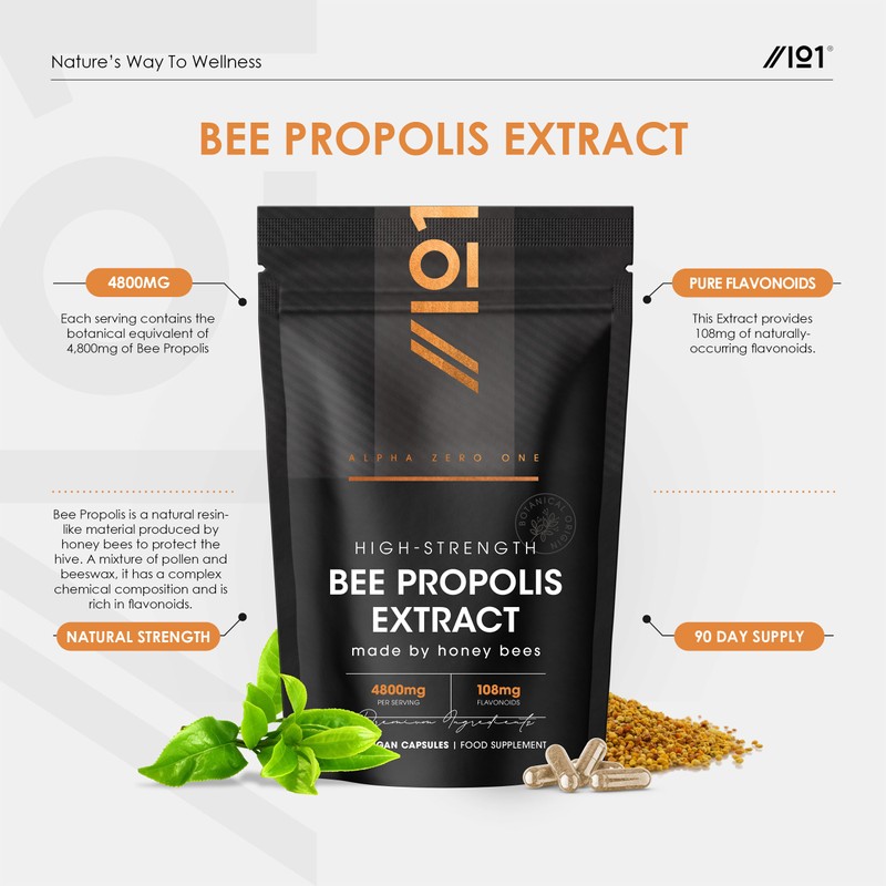 Bee Propolis Extract 4800mg – Standardised 108mg Flavonoids – 180