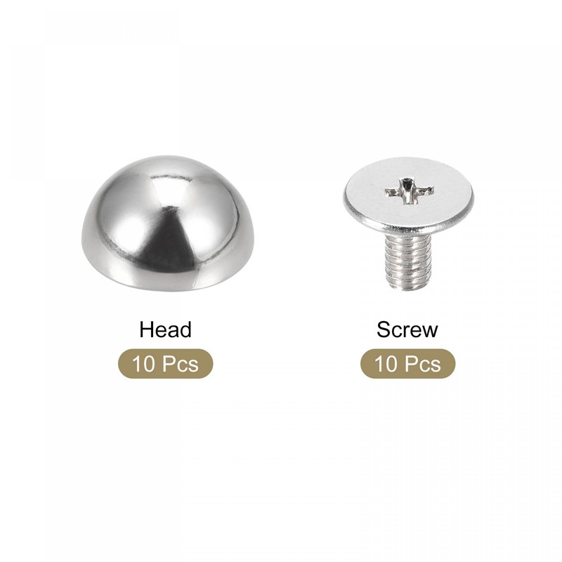 sourcing map 10x6mm Screw Back Rivets Solid Round Head Leather