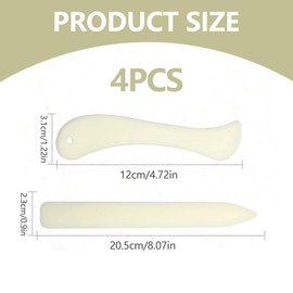 Pack of 4 Bone Folder, Bone Folder, for Paper, Origami Tool, Plastic Folder, for Paper Set, Bone Folder, for Precise Folding of Paper or Light Cardboard, for Leather Processing