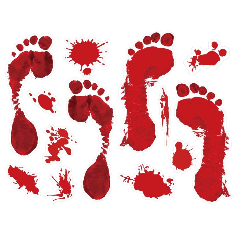 KUUQA 4 Pcs Footprint Clings Horror PVC Stickers for Halloween