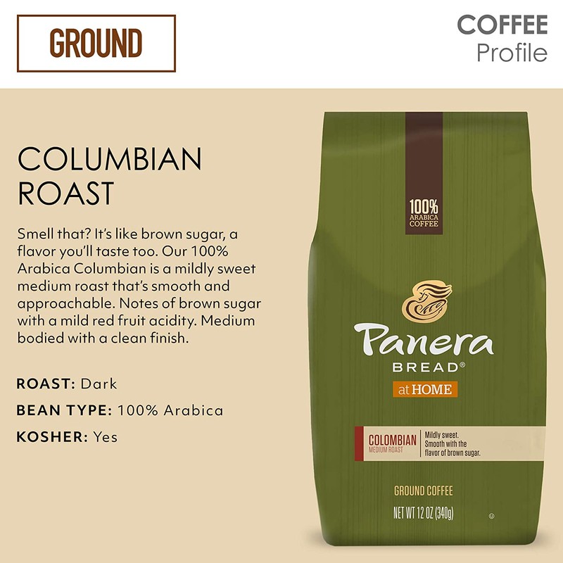 Panera Bread Colombian, Ground Coffee, Medium Roast, Bagged 12 oz