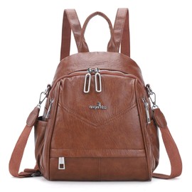 Angel Kiss Small Backpack Purse for Women,Soft Vegan Leather Roomy Backpacks,Designer Ladies Shoulder Backpack Fashion Handbag with Removable Strap,Brown