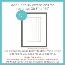 Toddleroo by North States 6 Bar Extension for Deluxe Décor Gate: Adjust your gate to fit your space. Add up to six extensions. No tools required. (Adds 15" width, Warm White)