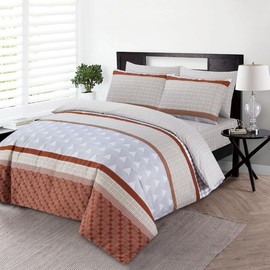 Indus Textiles 3 Piece Bedding Set Soft Brushed Microfiber Single Duvet Cover Sets -Duvet Cover, Pillowcases and Fitted Sheet Hotel Quality Duvet Set (Single-Modern Geometric)