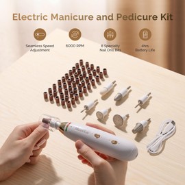 MelodySusie MelodySusie Professional Manicure Pedicure Kit, Cordless 8-in-1 Electric Nail Drill with 20 Speeds, Rechargeable E-File for Thick Nails & Cuticles, Ideal Foot Care for Women Men-PC650E