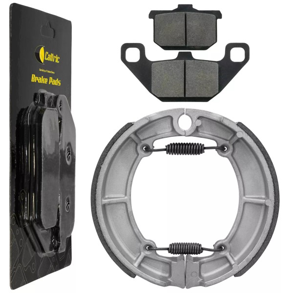 Caltric Front Brake Pads And Rear Brake Shoes for Kawasaki