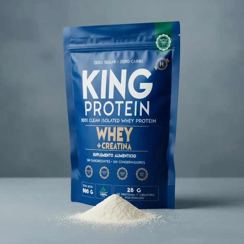 King Protein Whey + Creatina 900g - Polvo Nutricional Sabor