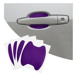 4PCS Car Door Handle Cup Stickers, Carbon Fiber Scratch Auto Door Protective Film, Non-Marking Car Door Bowl Protector, Door Handle Paint Cover Guard Universal for Most Cars, SUV, Van (Purple)